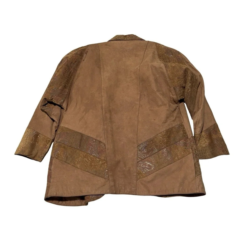VTG Euro Mond Of California Leather Jacket Patchwork Mettalic Western Sz Medium‎
